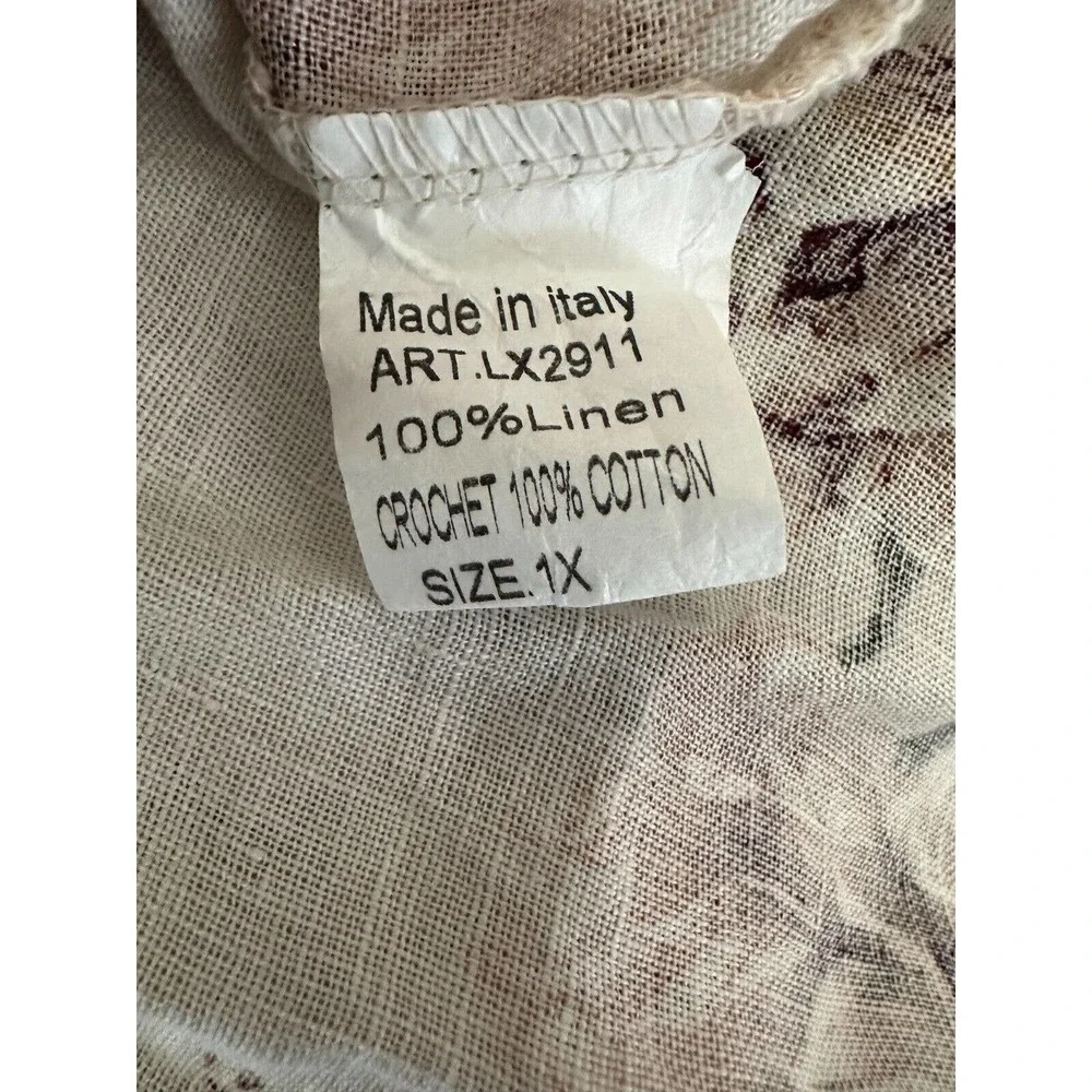 ✨2/$20 Lungo L'arno Cap Sleeve Linen Top Italy Lagonlook Floral Plus Size 1X - Picture 6 of 7